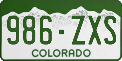 CO license plate 986ZXS