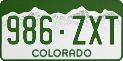 CO license plate 986ZXT