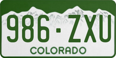 CO license plate 986ZXU