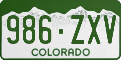 CO license plate 986ZXV