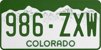 CO license plate 986ZXW