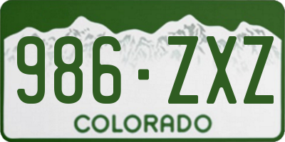 CO license plate 986ZXZ