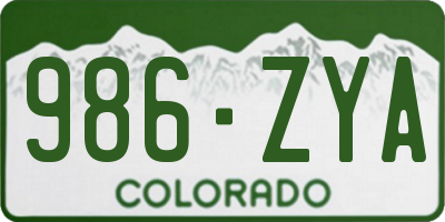 CO license plate 986ZYA