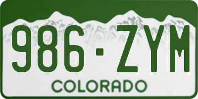 CO license plate 986ZYM
