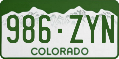CO license plate 986ZYN