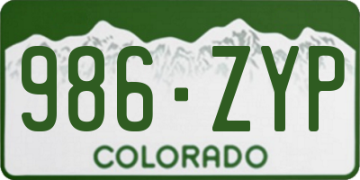 CO license plate 986ZYP