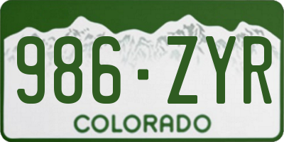 CO license plate 986ZYR