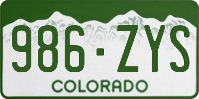 CO license plate 986ZYS