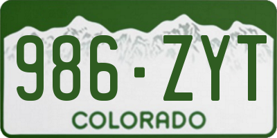 CO license plate 986ZYT