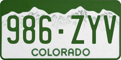 CO license plate 986ZYV