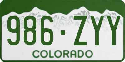 CO license plate 986ZYY