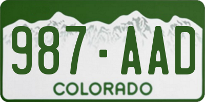 CO license plate 987AAD