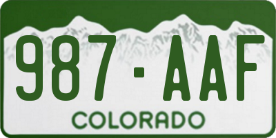 CO license plate 987AAF