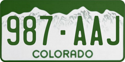 CO license plate 987AAJ