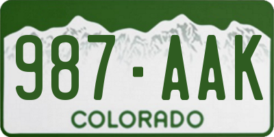 CO license plate 987AAK