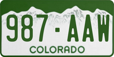 CO license plate 987AAW