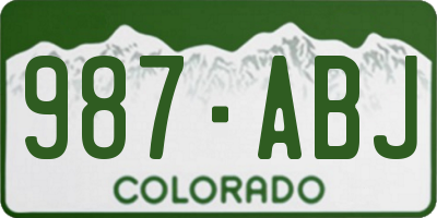 CO license plate 987ABJ