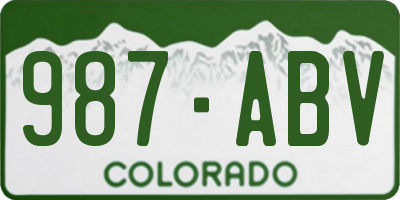 CO license plate 987ABV