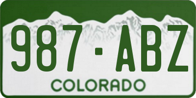 CO license plate 987ABZ