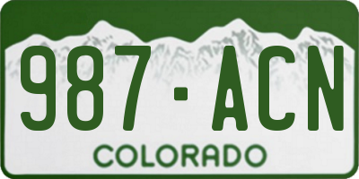 CO license plate 987ACN