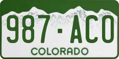CO license plate 987ACO