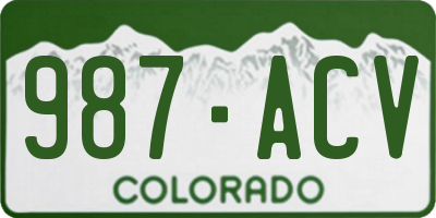 CO license plate 987ACV