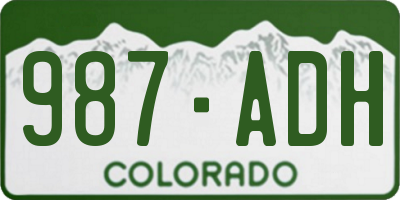 CO license plate 987ADH