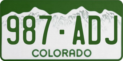 CO license plate 987ADJ
