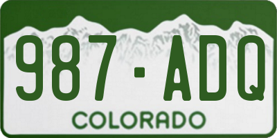 CO license plate 987ADQ