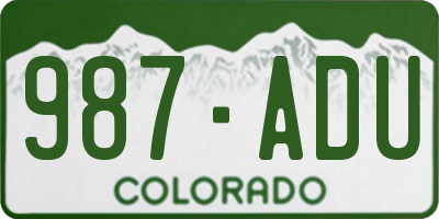 CO license plate 987ADU