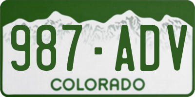 CO license plate 987ADV