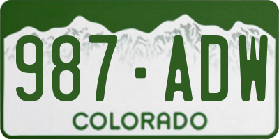 CO license plate 987ADW