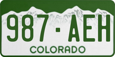 CO license plate 987AEH