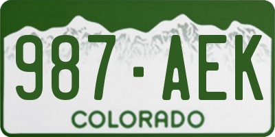 CO license plate 987AEK