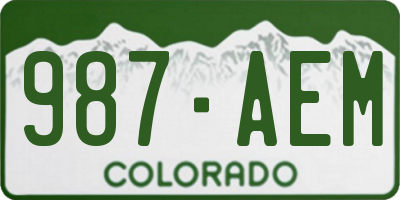 CO license plate 987AEM