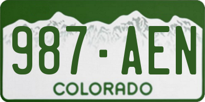 CO license plate 987AEN