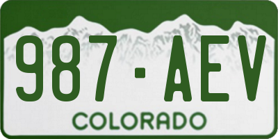 CO license plate 987AEV