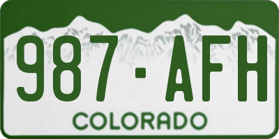 CO license plate 987AFH