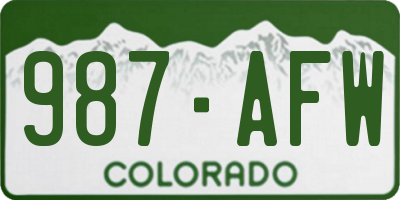 CO license plate 987AFW