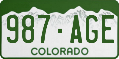 CO license plate 987AGE