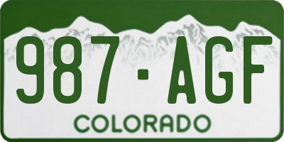 CO license plate 987AGF