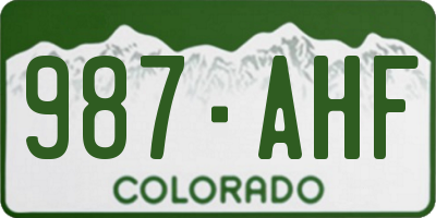 CO license plate 987AHF