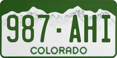 CO license plate 987AHI