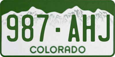 CO license plate 987AHJ