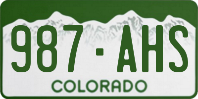 CO license plate 987AHS