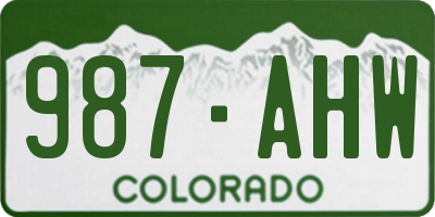 CO license plate 987AHW