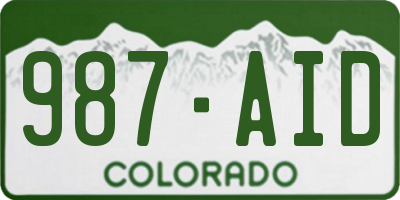 CO license plate 987AID