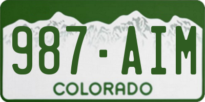 CO license plate 987AIM