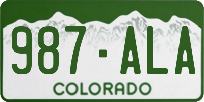 CO license plate 987ALA