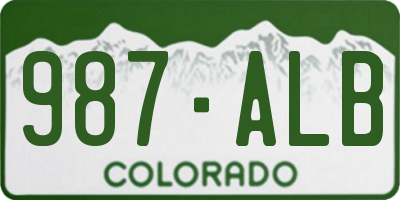 CO license plate 987ALB